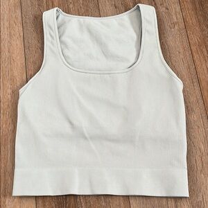 Women's Light Green Ribbed Tank Top